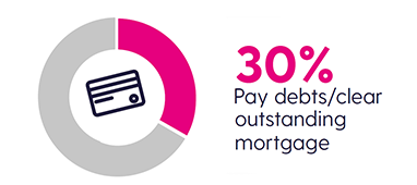 debt-382x170 Pie chart depicting that 30% of equity release borrowing was for paying off debts or outstanding mortgages
