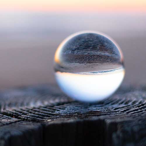 A crystal ball at sunset