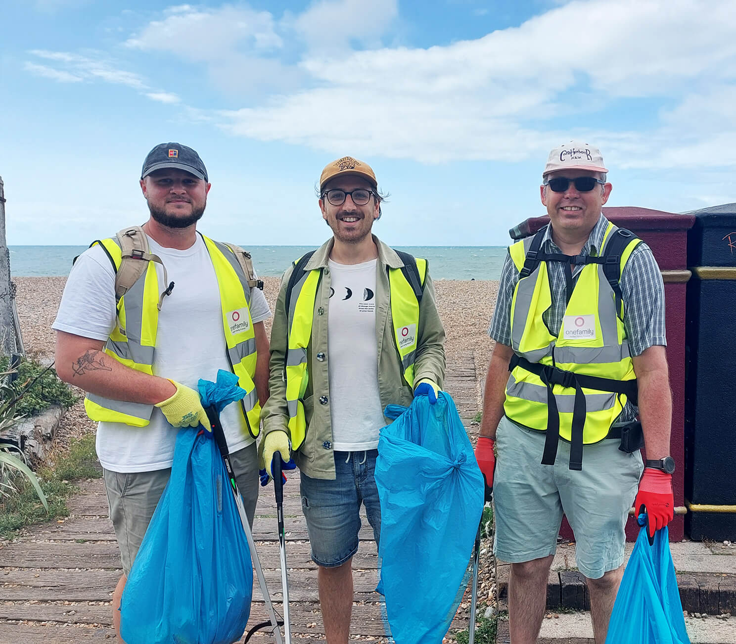 Beach Clean 25 July 2022 Ben Joseph Rob copy Ben, Joseph and Rob cleaning up the Brighton beaches
