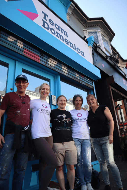 Team Domenica_volunteering_500x750 OneFamily staff outside Team Domenica centre