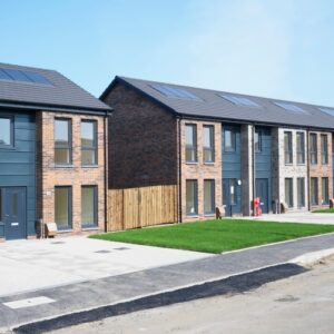 Row of newly built homes