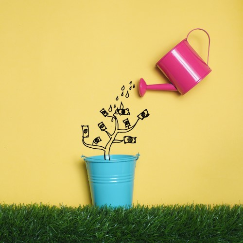 watering can growing money