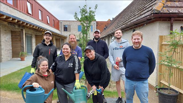 Group shot with gardening equipment 3 Group shot with gardening equipment 3