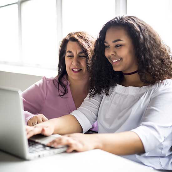 A mother and daughter working together