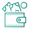 Illustration of a wallet with notes and coins coming out of it