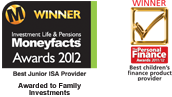2012年Moneyfacts奖 Moneyfacts Award初级ISA 2012家庭投资