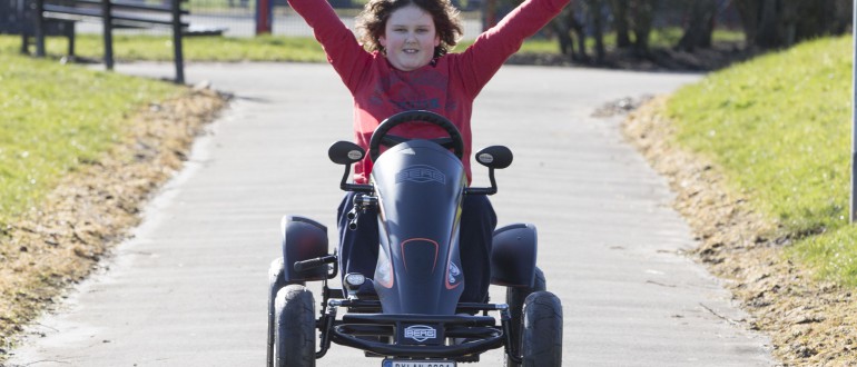 dylan-hardyman A boy on a go-kart cheers