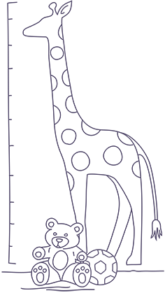 Illustration of a giraffe height chart.