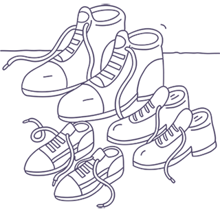 shoes-illustration Illustration of three pairs of shoes.